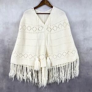 Handmade Poncho Boho Festival Cottage Western Tassel Fringe Stagecoach